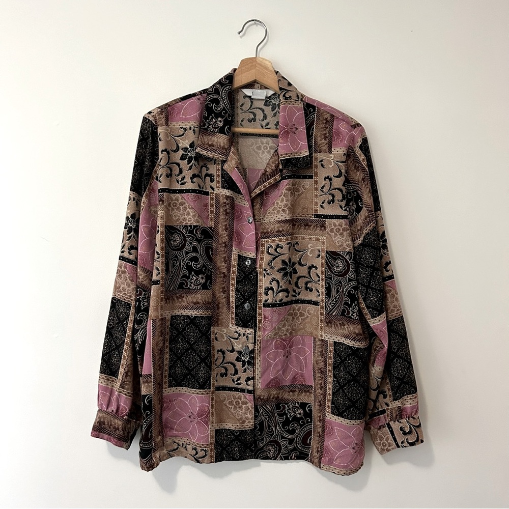 Vintage ALIA Patterned Button Front Shirt Size S/M